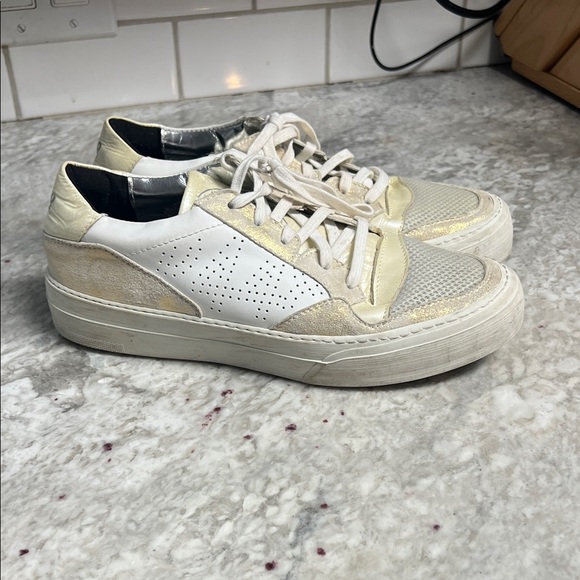 P448 Shoes - P448 White and Gold Sneakers